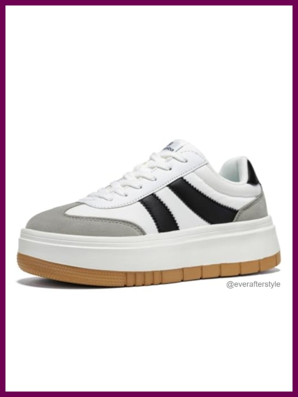 Womens Platform Sneakers Chunky Fashion Tennis Shoes Faux Leather Lace Up